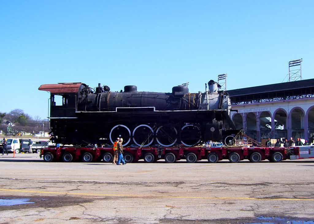 transporting old train engine