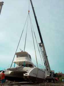 crane lifting boat